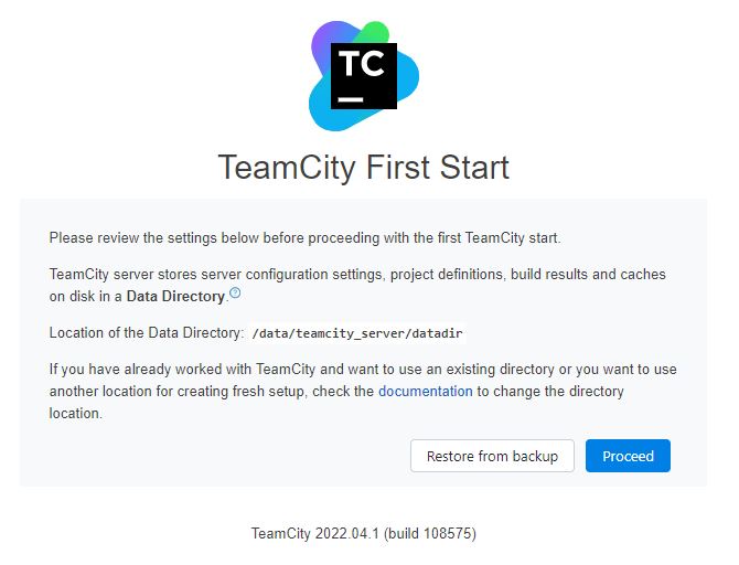 Pierwszy ekran TeamCity